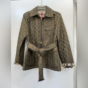 Burberry women’s nova check quilted belted jacket